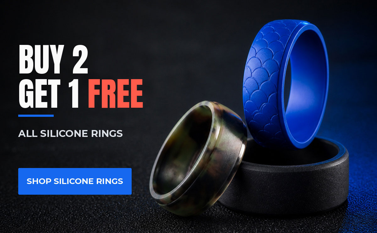 Buy two silicone rings and get one free at Helix Rings