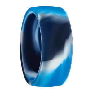 Atmosphere 9mm Dome Mixed Blue and White Mens Silicone Ring