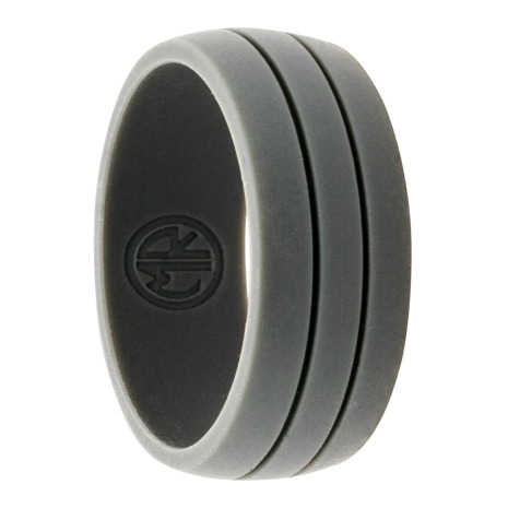 SIR011DARKGREY wide grooved dark grey silicone ring
