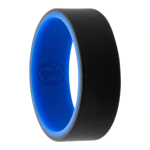 Black Silicone Ring with Blue Inner Band