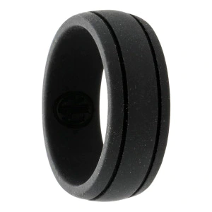 Black Twin Groove Silicone Ring