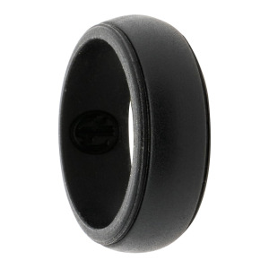 Black Mens grooved silicone ring