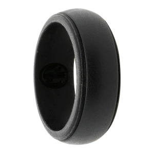Rounded Black Silicone Ring with Side Grooves