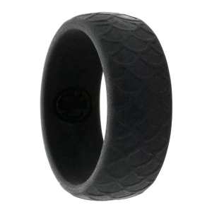 Chain Patterned Black Silicone Ring