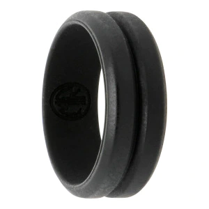 Deep Groove Black Silicone Ring