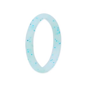 Aqua Blue Glitter Womens Silicone Rings Stackable