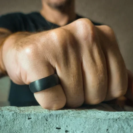 Black Tungsten 8mm Ring With Brushed Finish