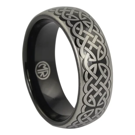 Black Celtic 8mm Mens Tungsten Ring