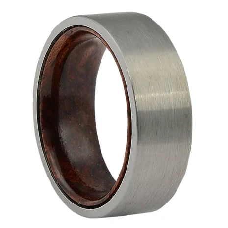 Tungsten and Rosewood 8mm Mens Ring