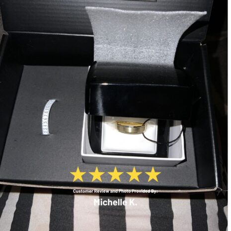 Satin titanium mens ring with polished gold edge lifestyle image