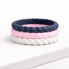 pack of silicone stackable rings for women in navy, pink and white