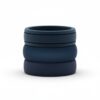 Active Pack navy silicone ring set of 3 for sport and everyday wear