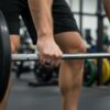 Helix model wearing navy silicone ring at gym