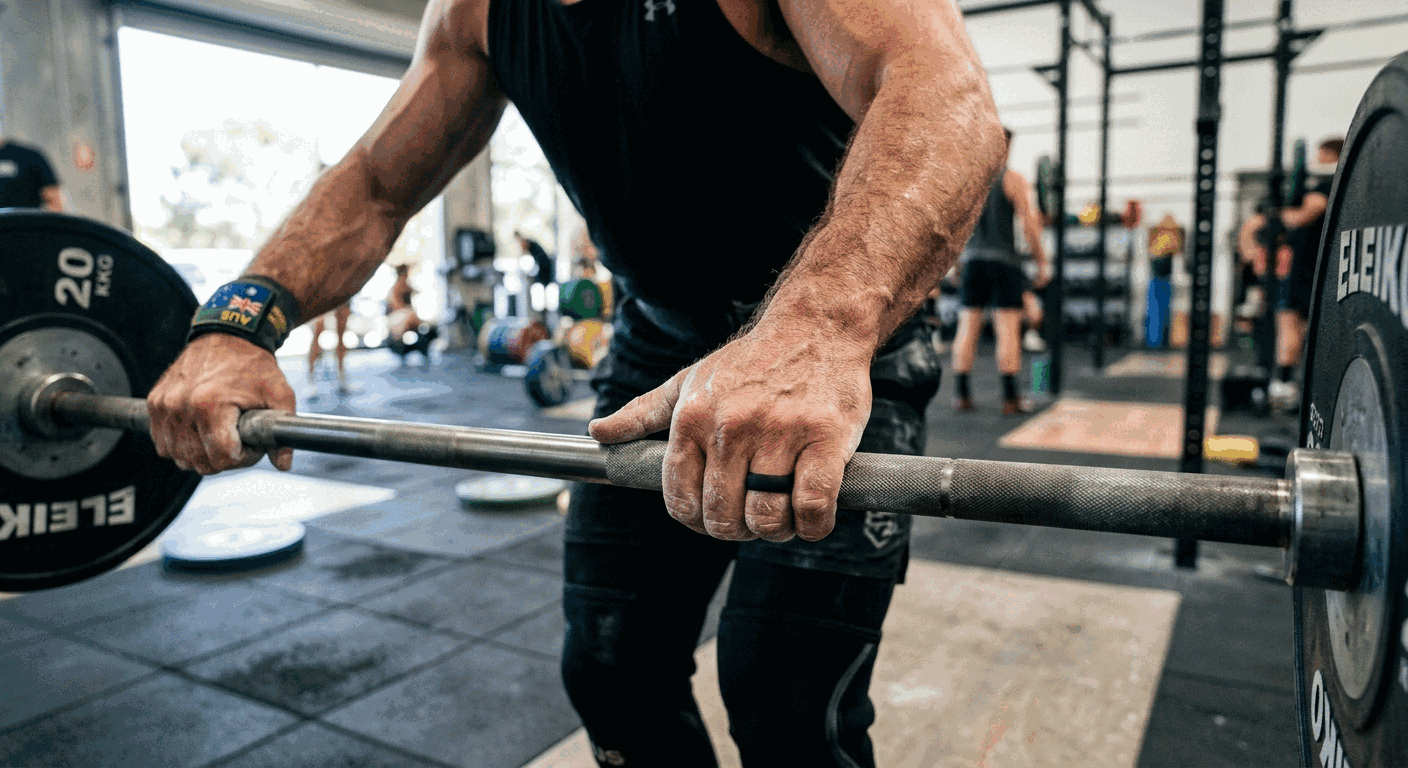 Australian athlete wearing a silicone ring while deadlifting at the gym