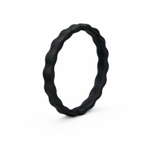 Bubble Thin Black Stackable Women's Silicone Ring