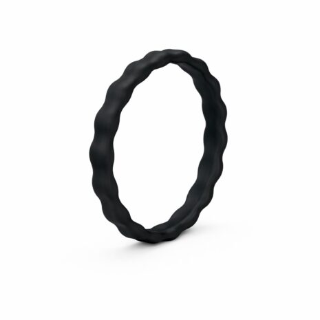 Bubble Thin Black Stackable Women's Silicone Ring