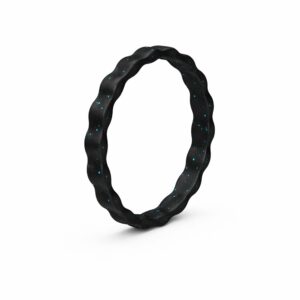 Bubble Thin Supernova Black Blue Stackable Women's Silicone Ring