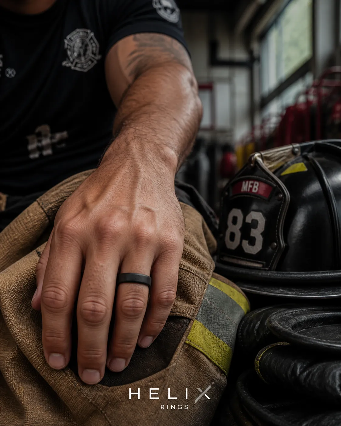 Silicone performance ring worn on an athletic hand