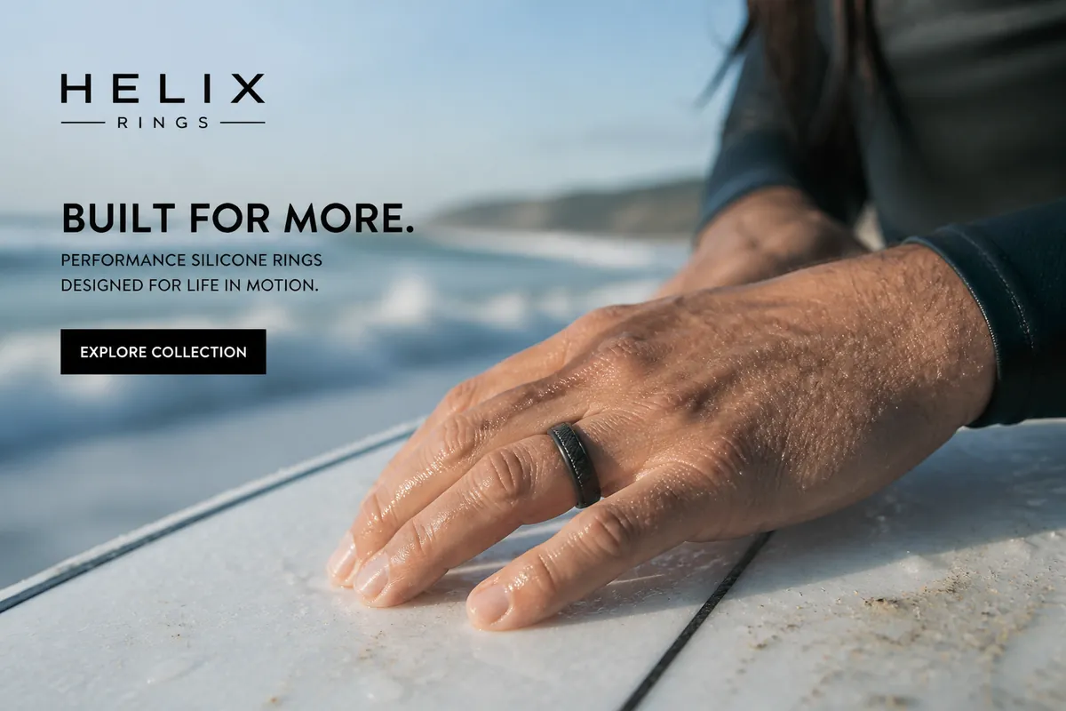 Silicone performance ring worn on an athletic hand