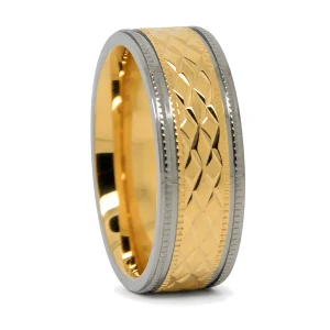 Gold Plated Titanium 8mm Mens Wedding Ring