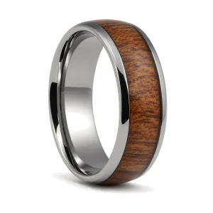 Titanium 8mm Mens Ring With Rosewood Inlay